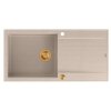 Quadron EVAN 146 XL GraniteQ zlewozmywak z syfonem Push 2 Open 1-komorowy z/o (1000x500x210; kom. 420x480) pearl beige / elementy miedziane HCQE10050U2PVDC1P2O